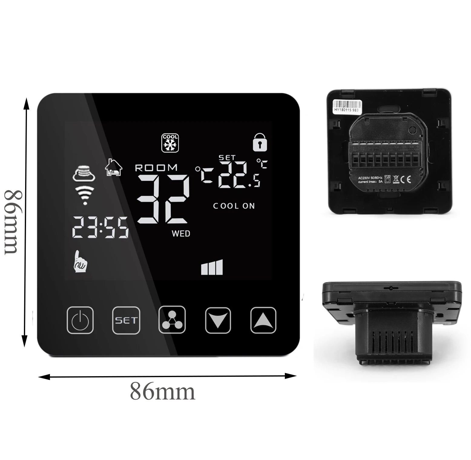 Tuya Smart Thermostat Cooling Heating 3 Speed Fan WiFi Room Thermostat for Central Air Conditioner Fan Coil Unit