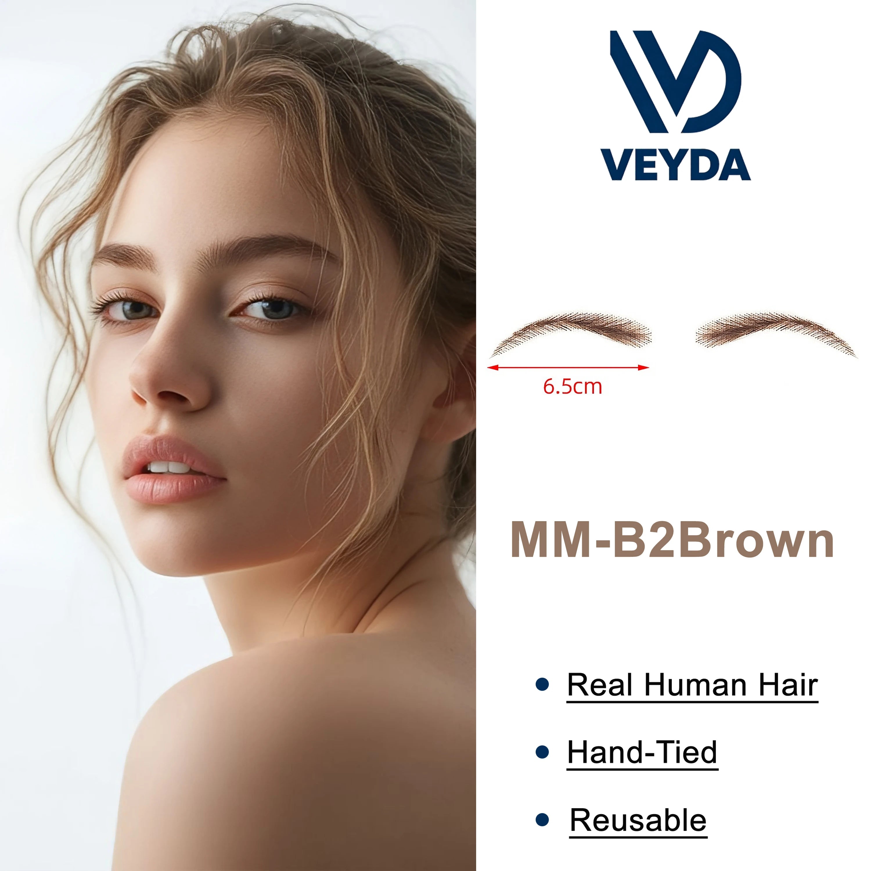 6 New Styles Invisible Natural Black Fake Eyebrows For Adult Males and Females 100% Human Hair Handtied Lace Base Natural Growth