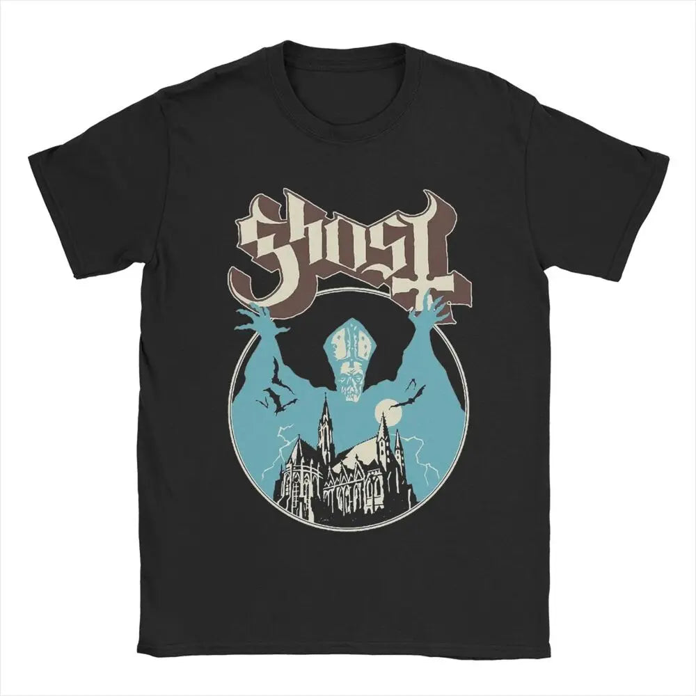 Humorous Ghost Band T-Shirt for Men O Neck 100% Cotton T Shirts Short Sleeve Tee Shirt Gift Idea Tops