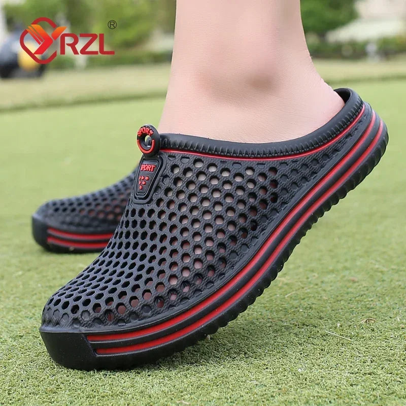 YRZL Mens Sandals Light EVA Summer Casual Shoes Hole Shoes Clogs Lovers Home Garden Outdoor Big Size 45 Male Beach Flat Slippers