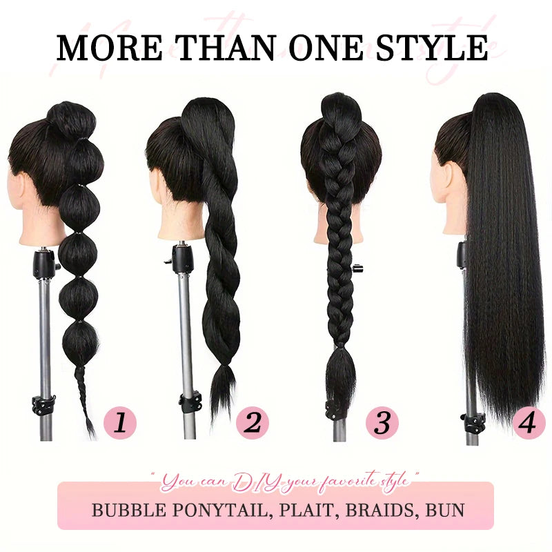 Synthetic Long Ponytail Extension Yaki Drawstring Ponytails for Black Women Clip in Ponytail Hair Extensions
