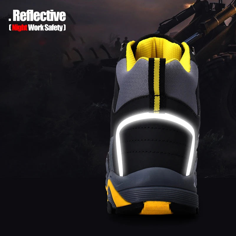 LARNMERN Men's Steel Toe Safety Work Boots shoe Non Slip Shoes for Man Anti-puncture Anti-static Protective Safety Boots
