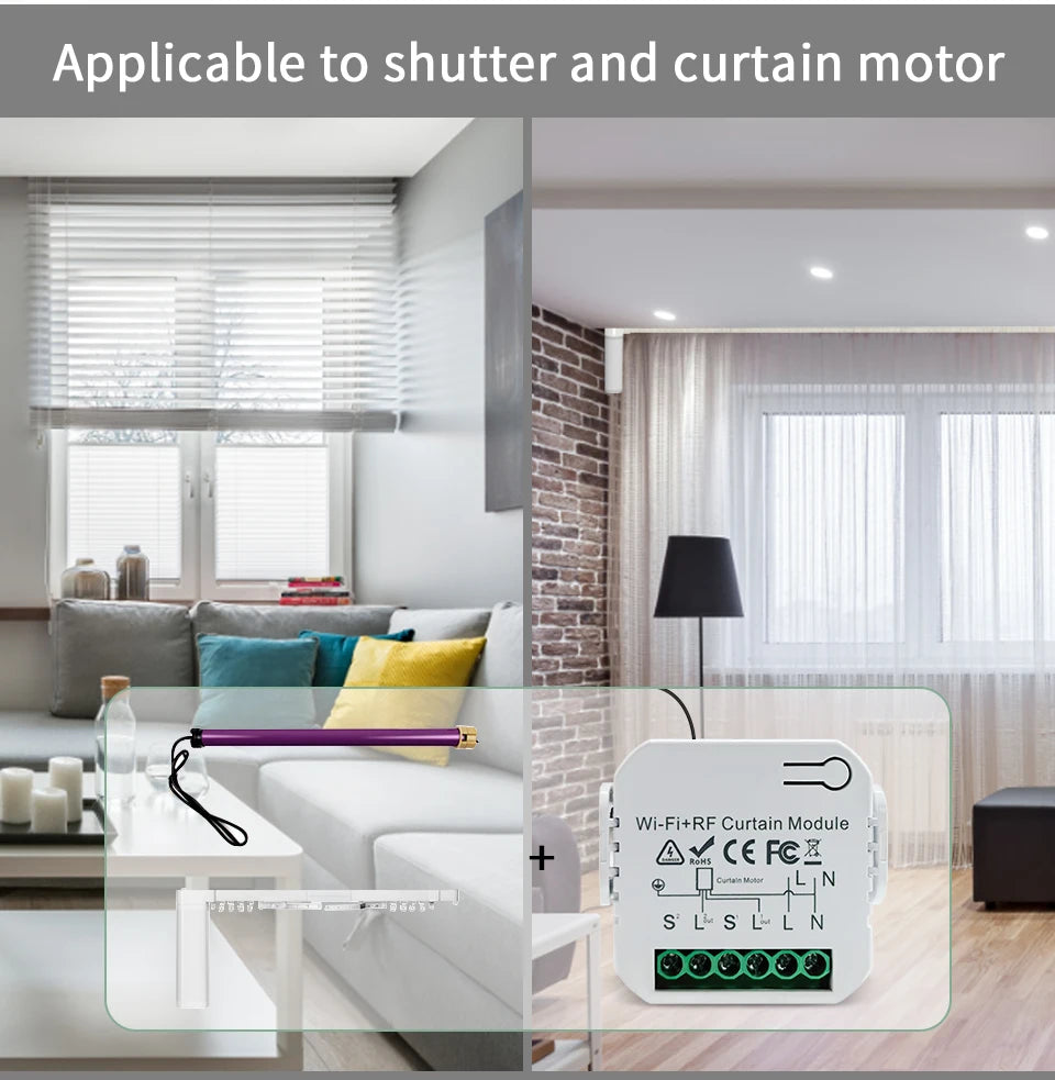 Tuya WiFi Smart Curtain Switch Controllers Roller Blinds Shutter Motor Smart Life APP Remote Control Alexa Google Home Voice Con