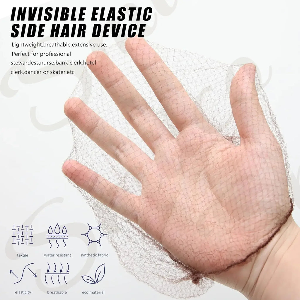 Hair Net 100 Pcs, 24 Inches Hair Nets Elasticity Invisible Elastic Mesh for Food Service, Ballet Bun, Sleeping, Women and Wig