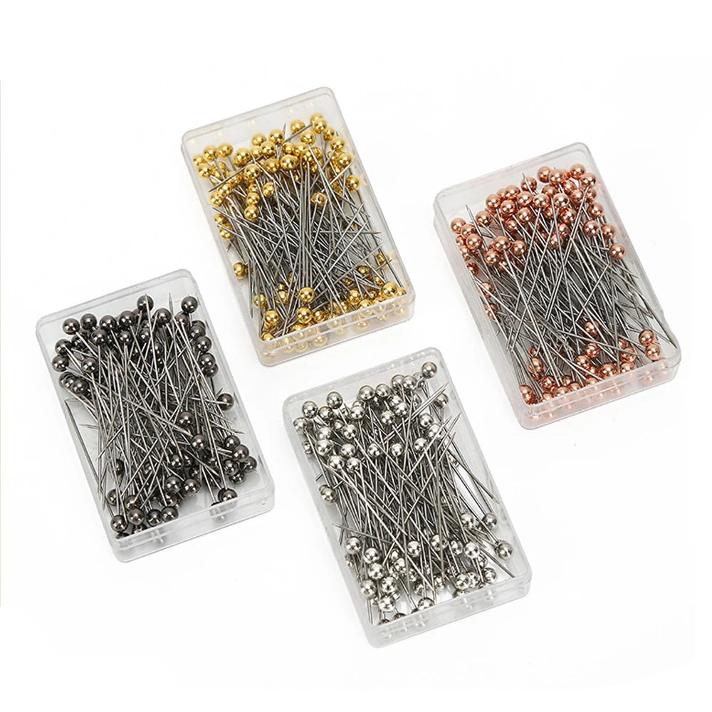 100pcs Colorful Pearlescent Large-Head Needles for Cross-Stitch Clothing Positioning 38mm Length