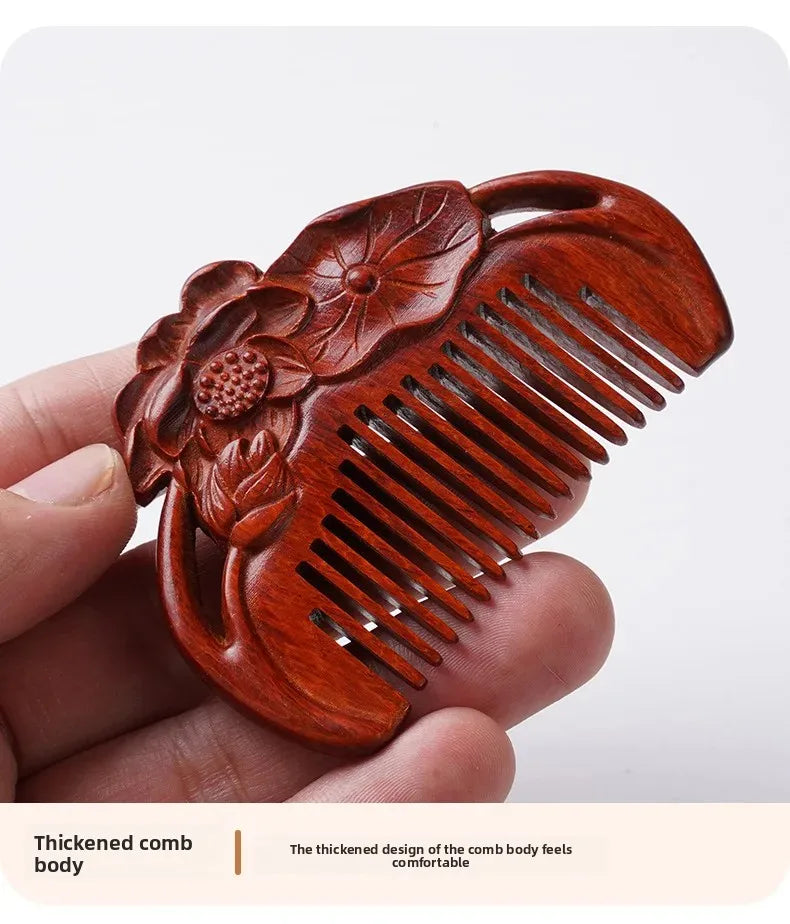 Portable Mini Ebony Wood Comb Chinese Style Carved Travel Souvenir Popular Hairdressing Professional Comb Made in China