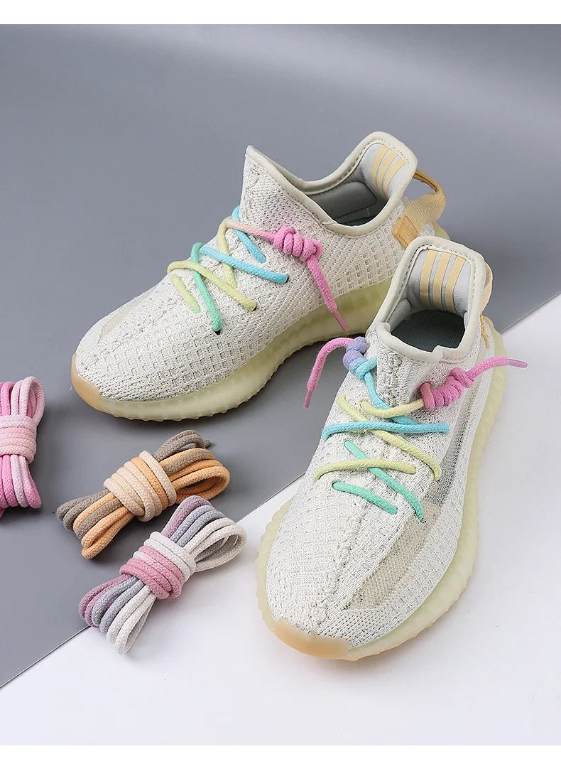1Pair Colorful Round Shoelaces Rainbow Cotton Shoelace Running Sneakers Laces 80/100/120/140/160CM Shoe laces Shoes Accessories