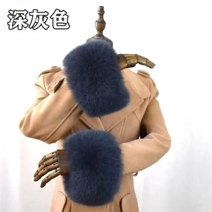 100% Real Fox Fur Cuffs Winter Natural Warm Oversized Arm Warmmer Wristband High Quality Coat Jacket Sleeve Fashion Luxury Cuffs