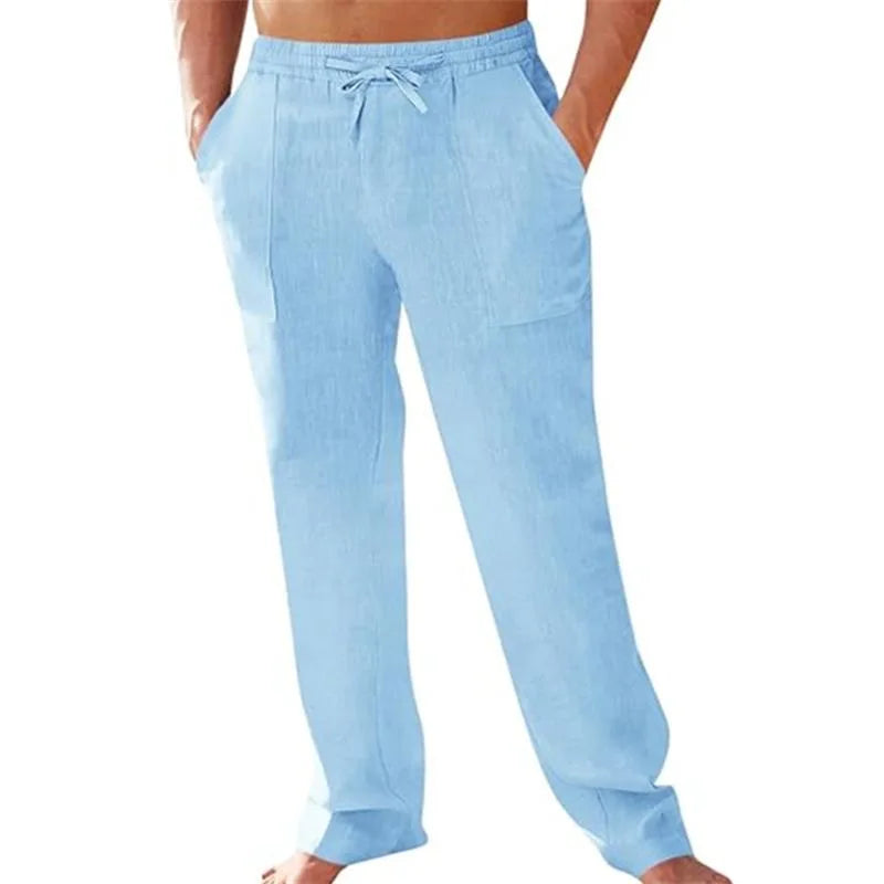 Summer and autumn plus size S-5XL men's pure cotton linen sports and fitness pants breathable casual training jogging pants stre
