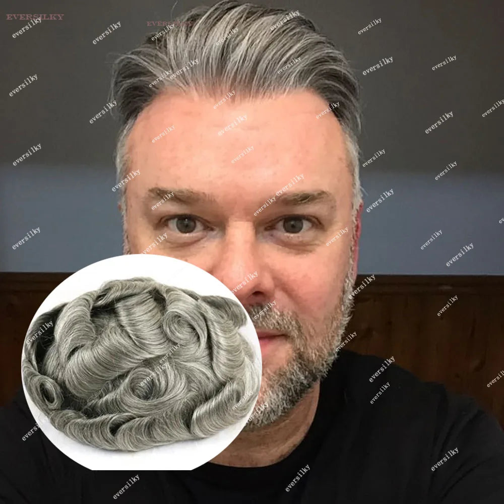 Natural Frontline Dark Brown#2 Black Blonde Super Durable Thin HD Skin PU 1B50 1B80 Grey Men's Toupee 100% Human Hair Wig System