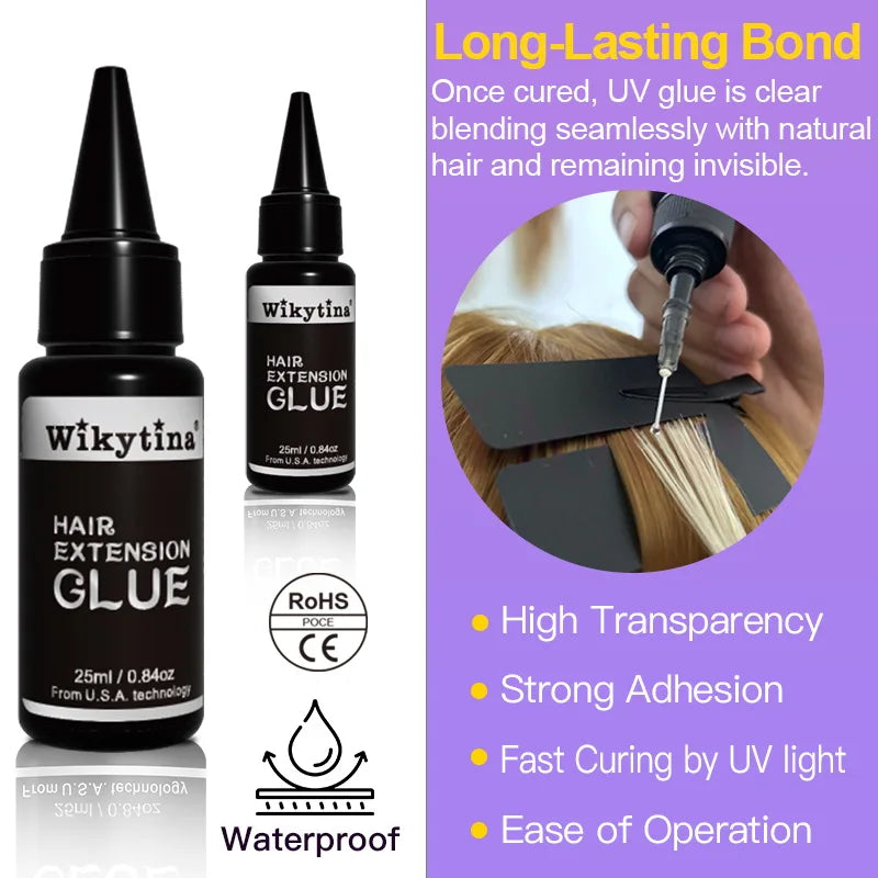 2026 UV V Light Hair Extension Set Wikytina Tools Kit, UV Extension Glue Long-Lasting Remover Machine - Salon Styling Tools