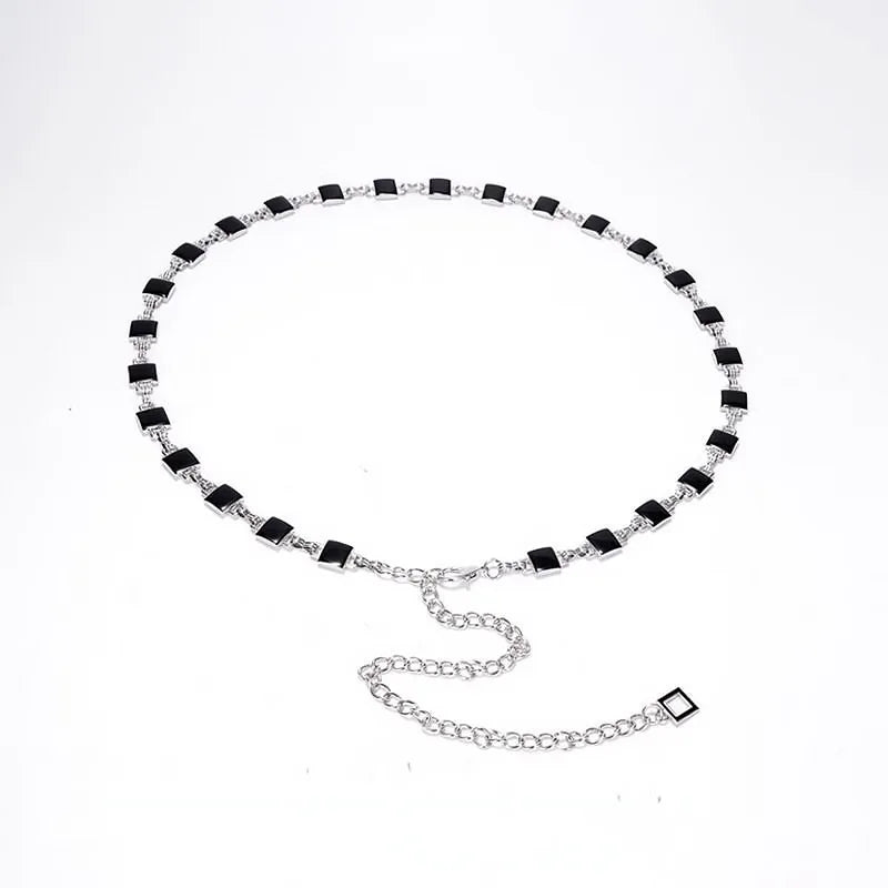 Fashion Tassel Thin Chain Belts for Women Retro Metal Skinny Waistbands Dress Coat Decorative Straps Female Accessory