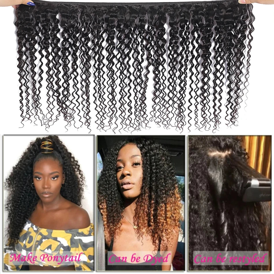 Indian Afro Kinky Curly Bundles Human Hair Extensions 100% Unprocessed Virgin Human Hair Weave Bundles Deal Jerry Curl 1/3/4PCS