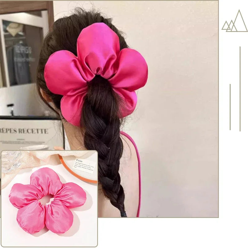 2024 Pillow Sleep Headband Elastic Ponytail Scrunchie for Women Hair Accessories Girls Soft Solid Satin Filled Cotton Big Bands