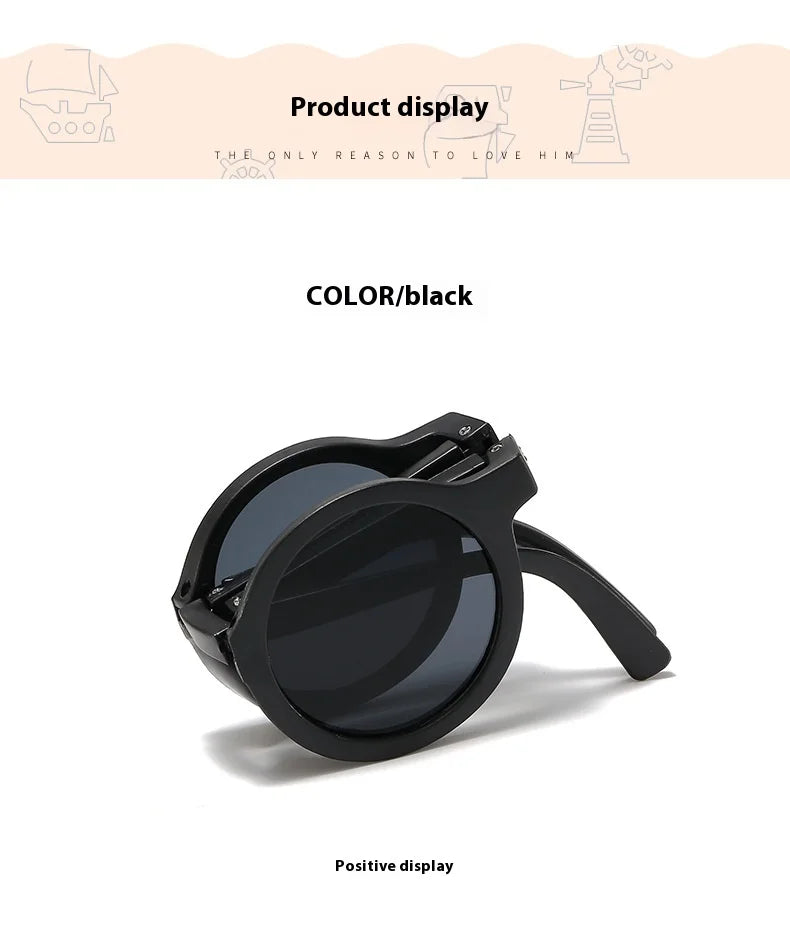 New Folding Children's Fashionable Round Sunglasses Cute Eyeglasses For Boys Girls Baby Sunshade And UV Protection
