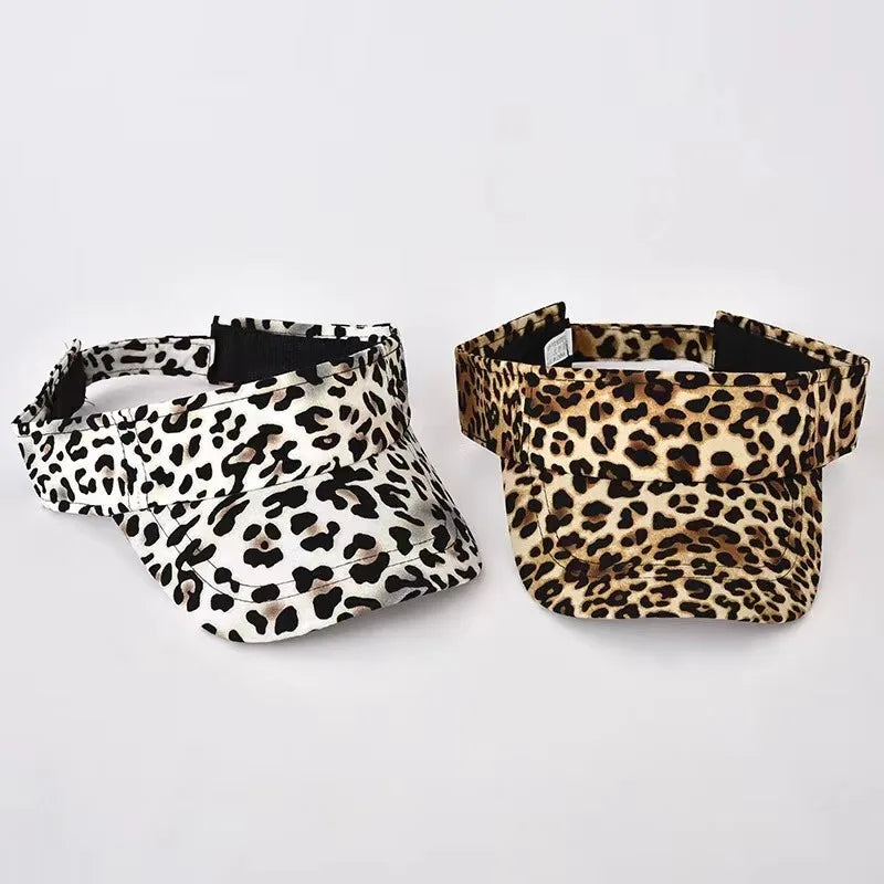 New Summer Sunshade Hat Women's Empty Top Fashion Leopard Print Duck Tongue Hat Sun Protection Breathable Curved brim