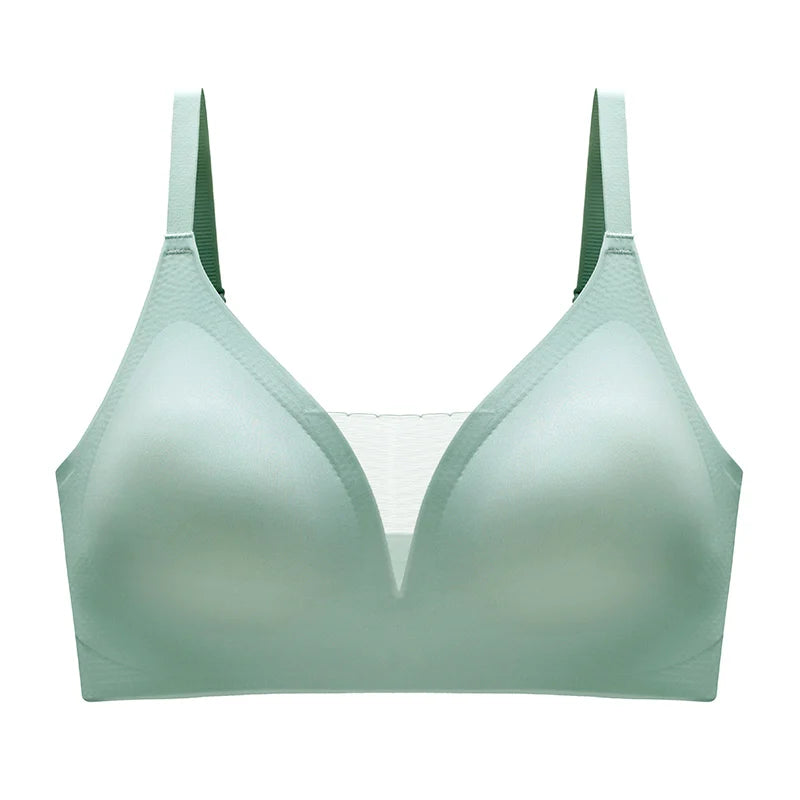 New Latex Seamless Underwear Women No Steel Ring Lace tube top Gathered Sports Pure Color Bra Breastfeeding Anti-sagging Bra