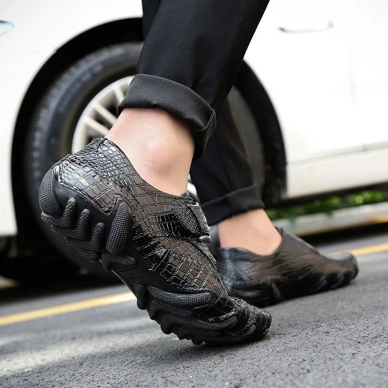 Crocodile Skin Loafer Shoes Men Genuine Leather Slip-on Moccasins Handmade Male Outdoor Casual Shoes Drive Walk Luxury Leisure