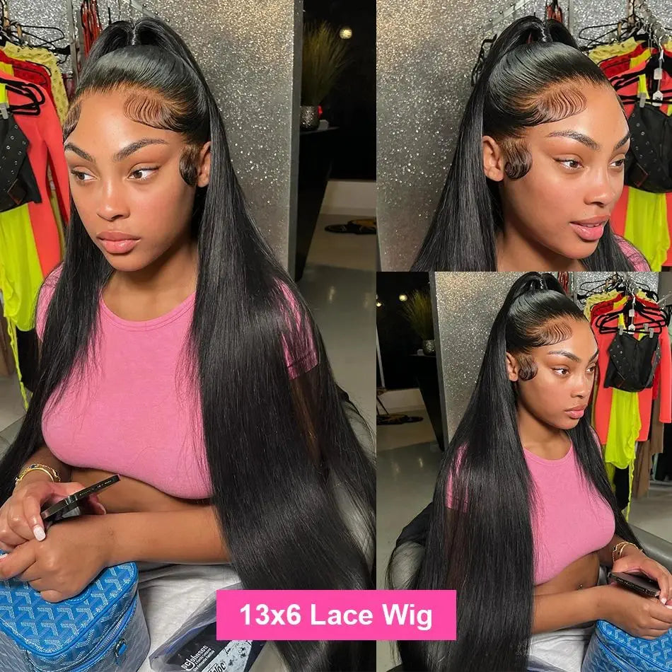 Straight Hd Transparent 13x6 Lace Frontal Wig Brazilian 30 40 Inch 13x4 Lace Front Human Hair Wigs 200 Density For Black Women