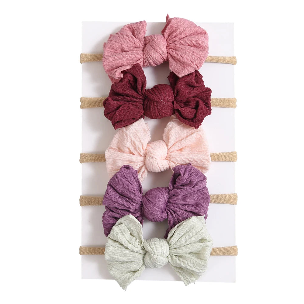 5Pcs/Lot Baby Headband for Baby Girls Soft Nylon Elastic Solid Color Hairband Print Hair Bow Kids Headwear Baby Hair Accessories
