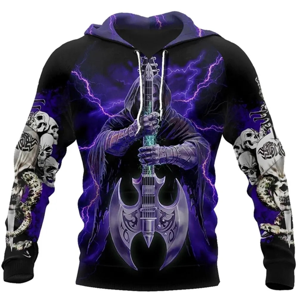 2023 New Men's Skull Hoodie Sweatshirts 3D print Head Pattern Hooded Pullover Autumn Fashion Casual Sweatshirt