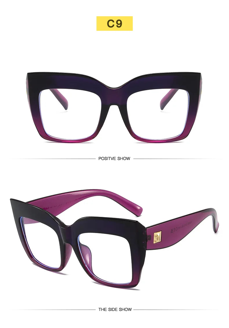 Oversize Women's Glasses Fashion Transparent Square Ladies Eyeglasses Blue Clear Lens Optical Female Eyewear Anti Blue Light