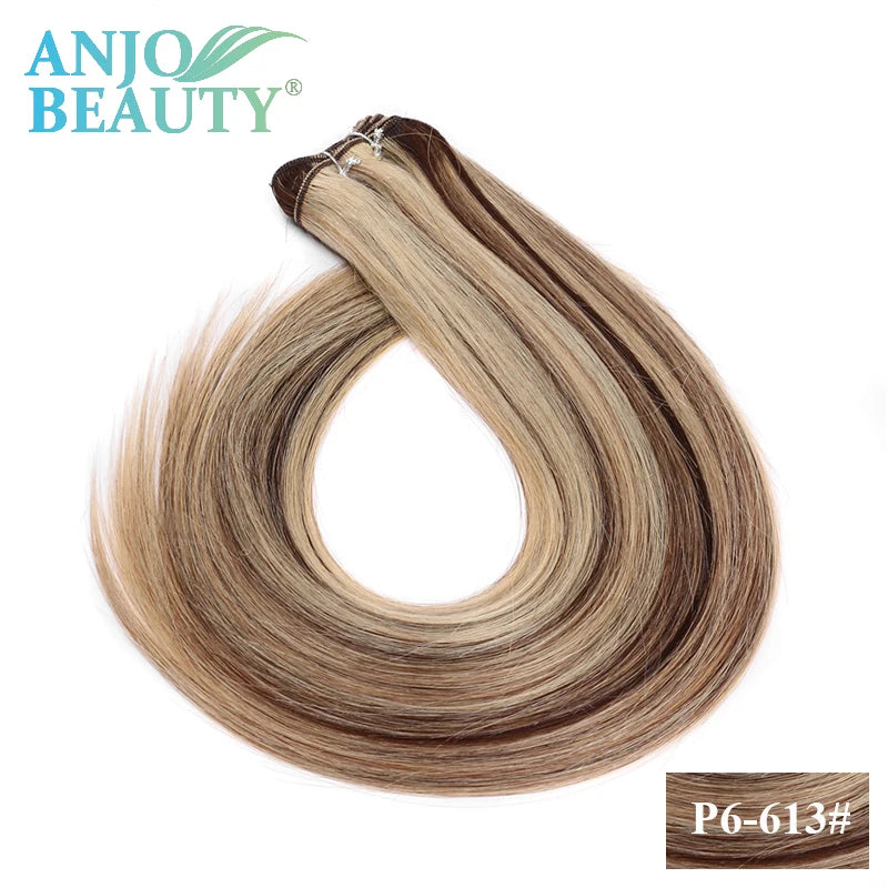Straight Human Hair Weaves Bundles Brazilian Remy Human Hair Sew In Weft Extensions Straight Blonde 100g 16"-28" Natural Hair