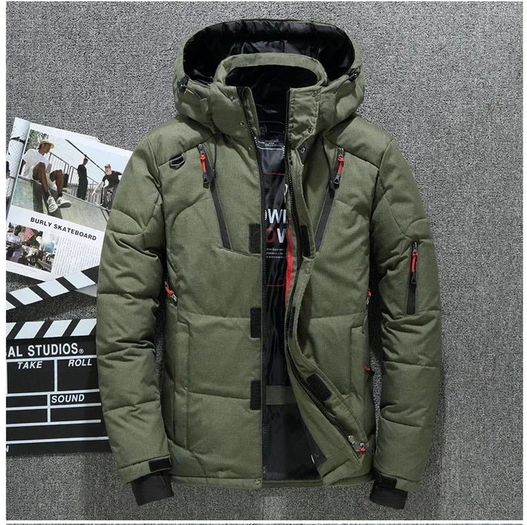 New Windproof Winter Down Jacket Male Warm Hooded White Duck Thick Men's Down Jacket Snow High Quality Parkas Outerwear