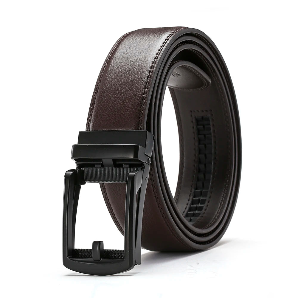 Men's Leather Belts Fashion Automatic Buckle Cowskin Male Belts Luxury Designer Black Brown 3.5cm