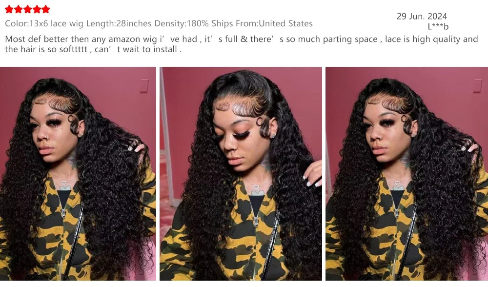 High Density 200% 40Inch Deep Wave 13x6 13x4 Lace Front Human Hair Wig Curly 360 Full Lace Frontal Wig Human Hair For Women