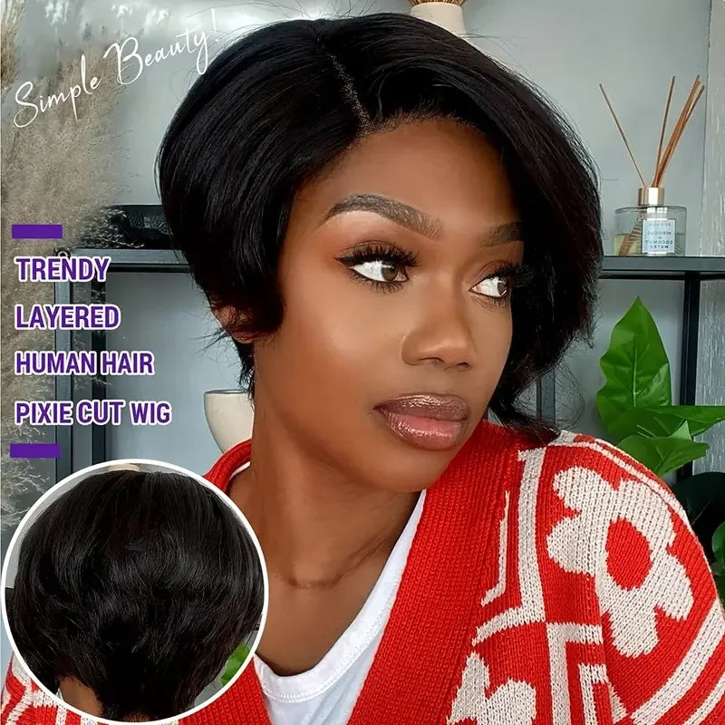 Short Pixie Cut Wigs Straight Lace Front Human Hair Wigs Glueless Wig Short Bob Wigs For Women Natural Color Cheap Wig On Sale