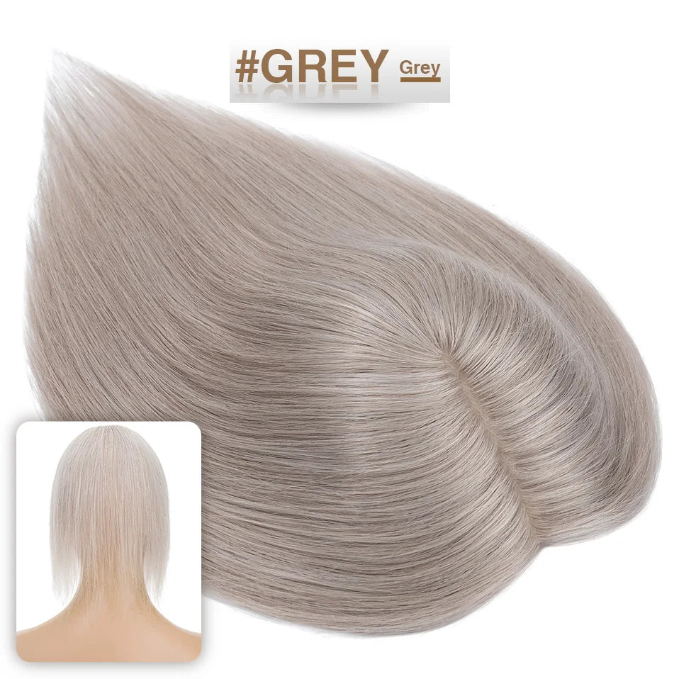 S-noilte 7x13cm Real Hair Toppers Silk Base Natural Hair Wig 100% Human Hair Prosthesis woman Brown Wigs Clip In Hair Extensions