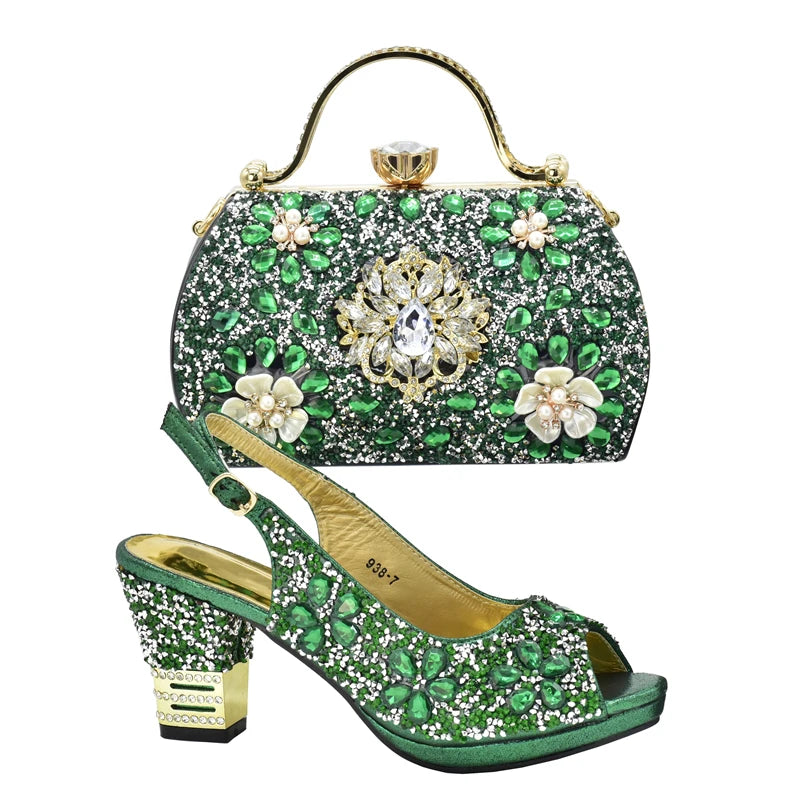 Latest Shoes and Bag for Party Wedding Plus Size Women Shoes 43 High Heels Sexy Ladies Luxery Shoes Women Dress Pumps with Purse