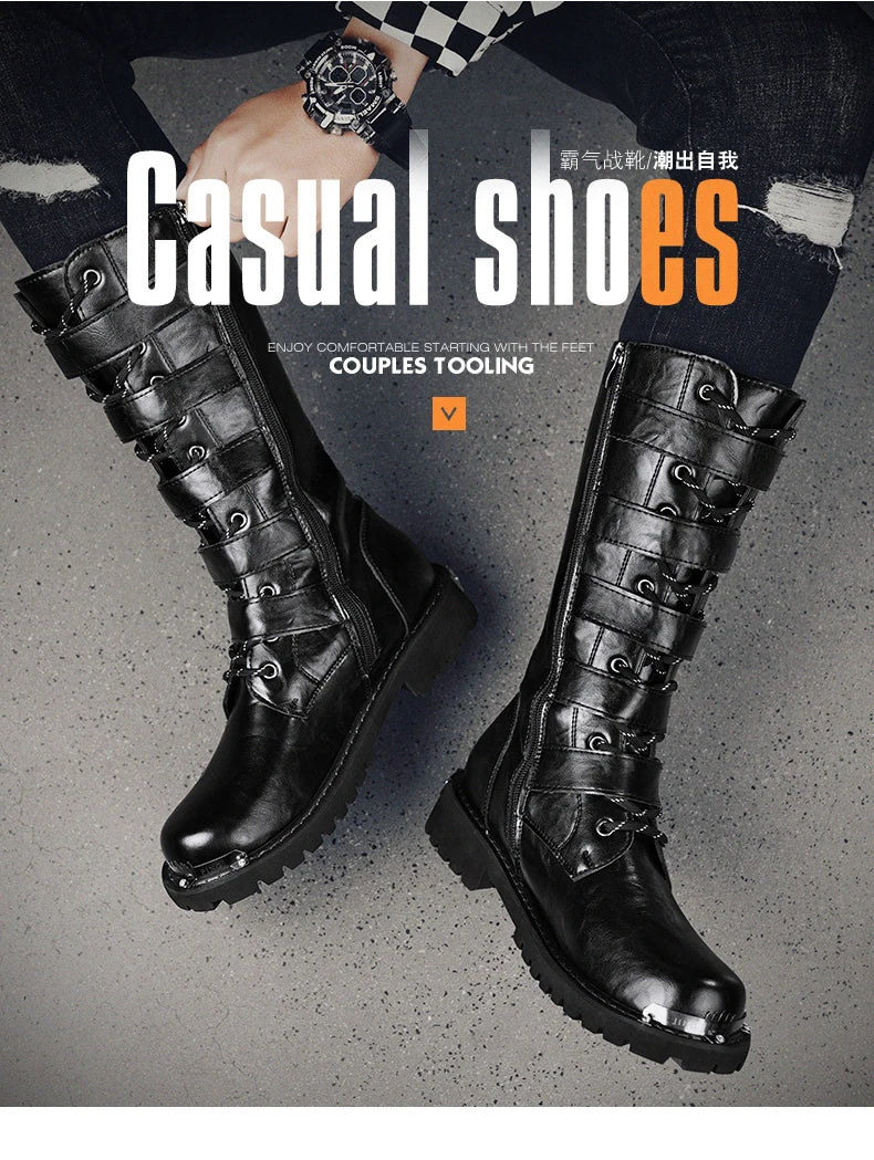 Men's boots four seasons new high-top outdoor casual boots safety protective work boots motorcycle boots plus size outdoor boots