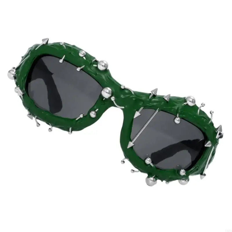 Y88A Cool Hiphop Dancing Sunglasses With Rivet Frame For Various Occasion Everyday Use and Punk Eye Glasses for Night Event