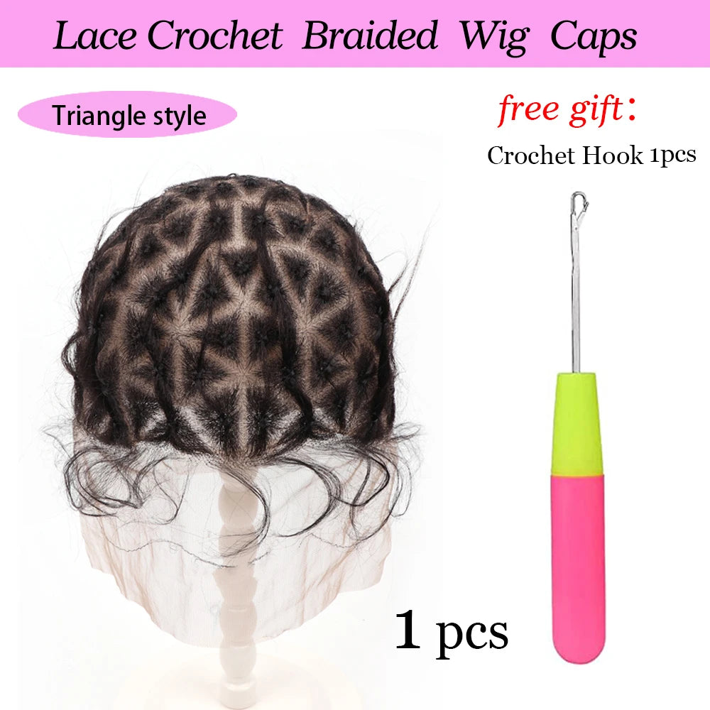 Ventilating Full Lace Wig Cap For Crochet Braiding Hair Black Braided Wig Cap For Making Afro Glueless Wig Lace Wig Cornrow Cap