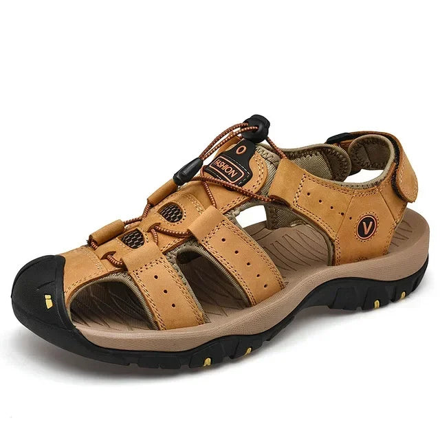 Classic Men's Sandals Summer Genuine Leather Sandals Breathable Men Cow Leather Shoes Men Sandals Soft Outdoor Men Roman Sandals