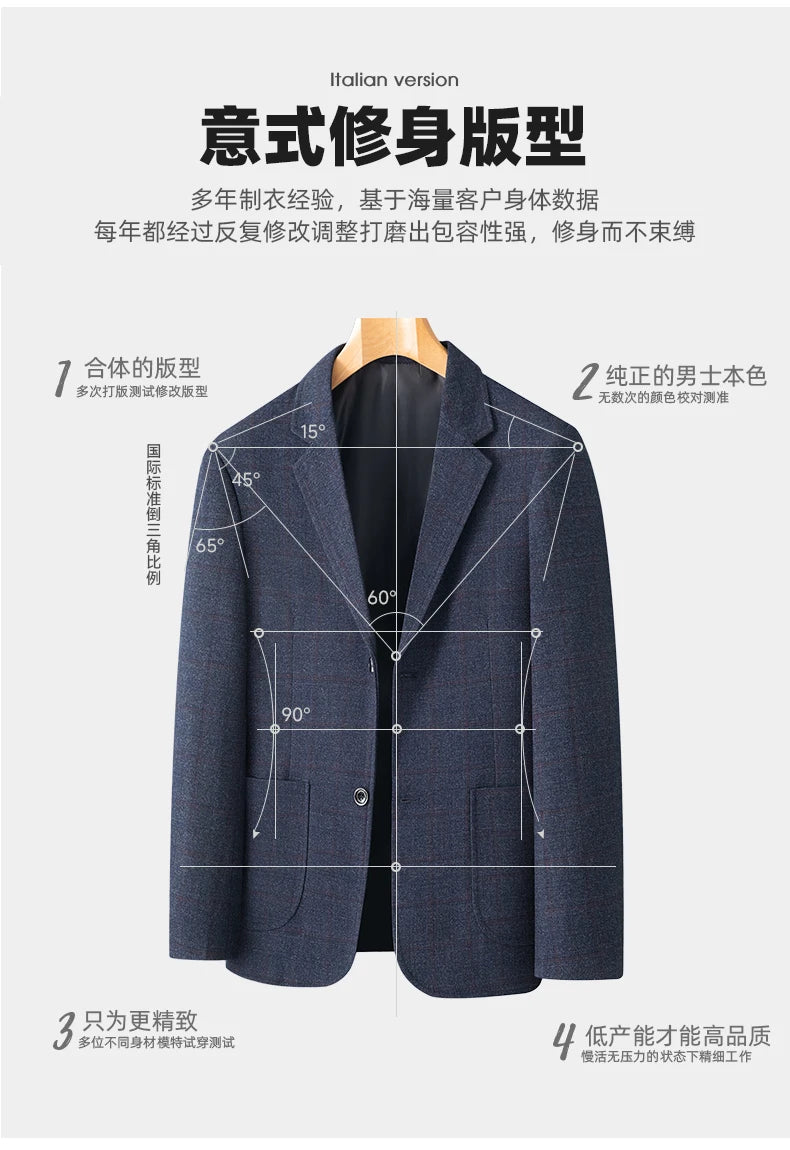 Middle-Aged Men's Business Casual Suit Father's Day Gift Wedding Formal Lightweight Suit Men's 35-60 Years Old Large Size Thin Top Men's Middle-Aged and Elderly Jacket