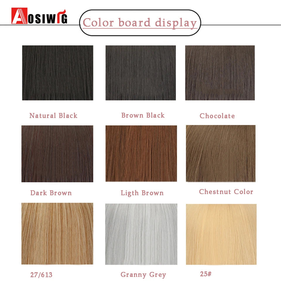 AOSIWIG Synthetic Long Straight Topper Closures Hairpiece Clip In Hair Extensions Cover White Hair Women Natural Fake Hairpiece
