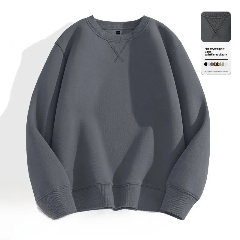 Loose Fit  Color Hoodl Sweatirt Long Sve round Ne Men's Autumn Winter Heavyweight Comfortable Antibacterial Ba...