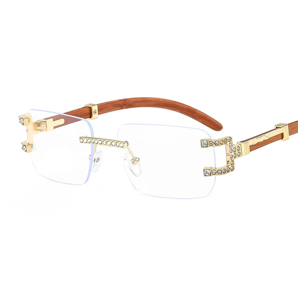 y2k Vintage Fashion Luxury Brand Designer Rimless Diamond Sunglasses Women Crystal Rhinestone Square Sun Glasses For Men UV400