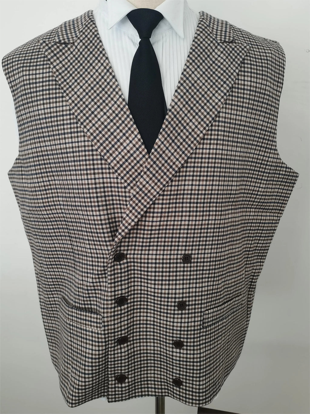 Burgundy Black Green 3 Color Small Square Thousand Bird Man‘s Suit Set Outfit Notch Lapel Blazer Trousers 3pcs Jacket Pants Vest