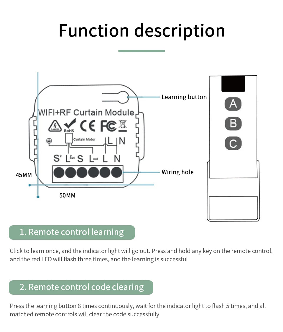 Tuya WiFi Smart Curtain Switch Controllers Roller Blinds Shutter Motor Smart Life APP Remote Control Alexa Google Home Voice Con
