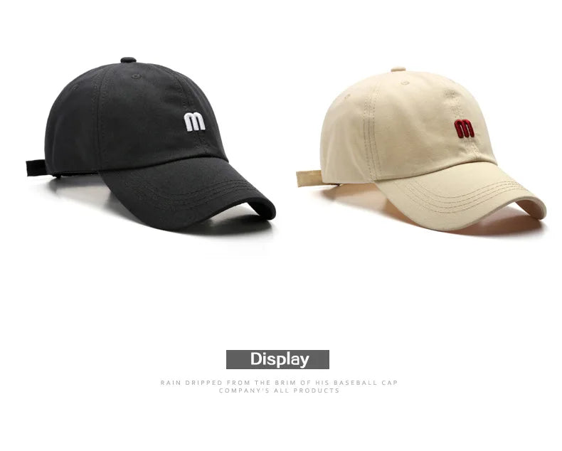 Embroidered M Baseball Cap For Women Men New Spring Summer Cotton Solid Sunhat Sports Snapback Caps Fashion Hip Hop Fishing Hat
