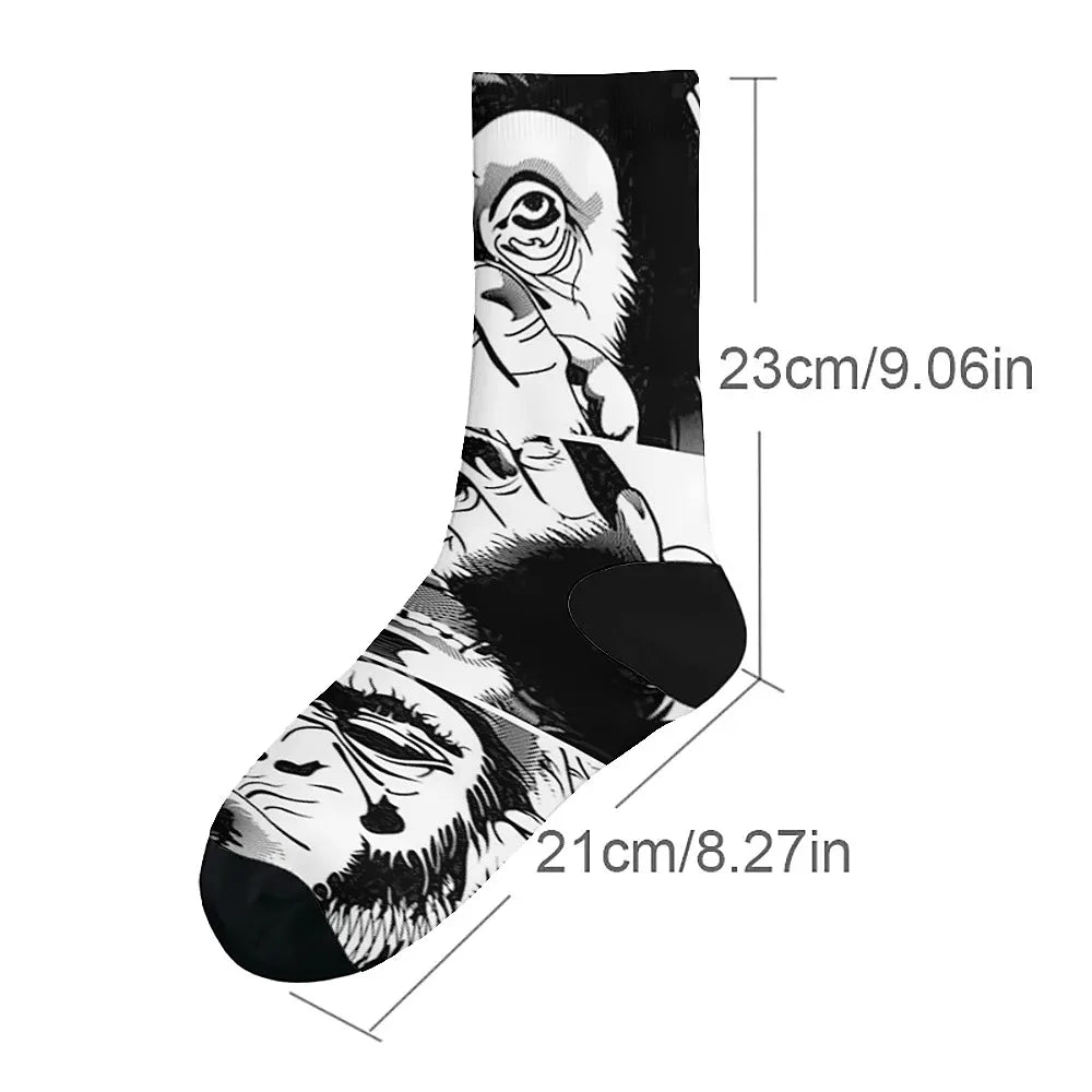 New and interesting men's socks, retro fun art gorilla, street hip-hop style, comfortable and breathable, outdoor leisure sports