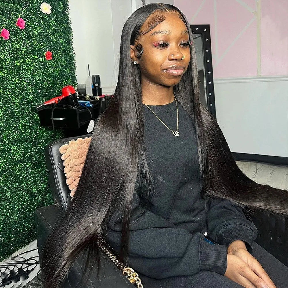 Straight Hd Transparent 13x6 Lace Frontal Wig Brazilian 30 40 Inch 13x4 Lace Front Human Hair Wigs 200 Density For Black Women