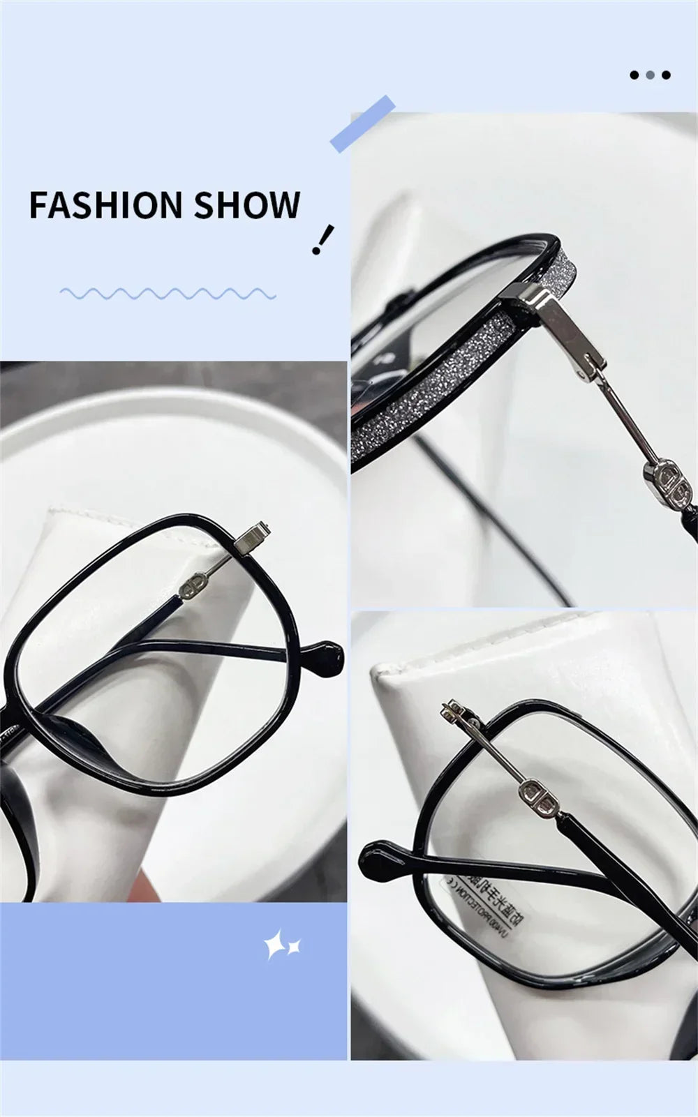 Vintage Square Metal Glitter Frame Reading Glasses Gafas Women Fashion Optical Eyewear Anti-blue Light Presbyopia Eyeglasses