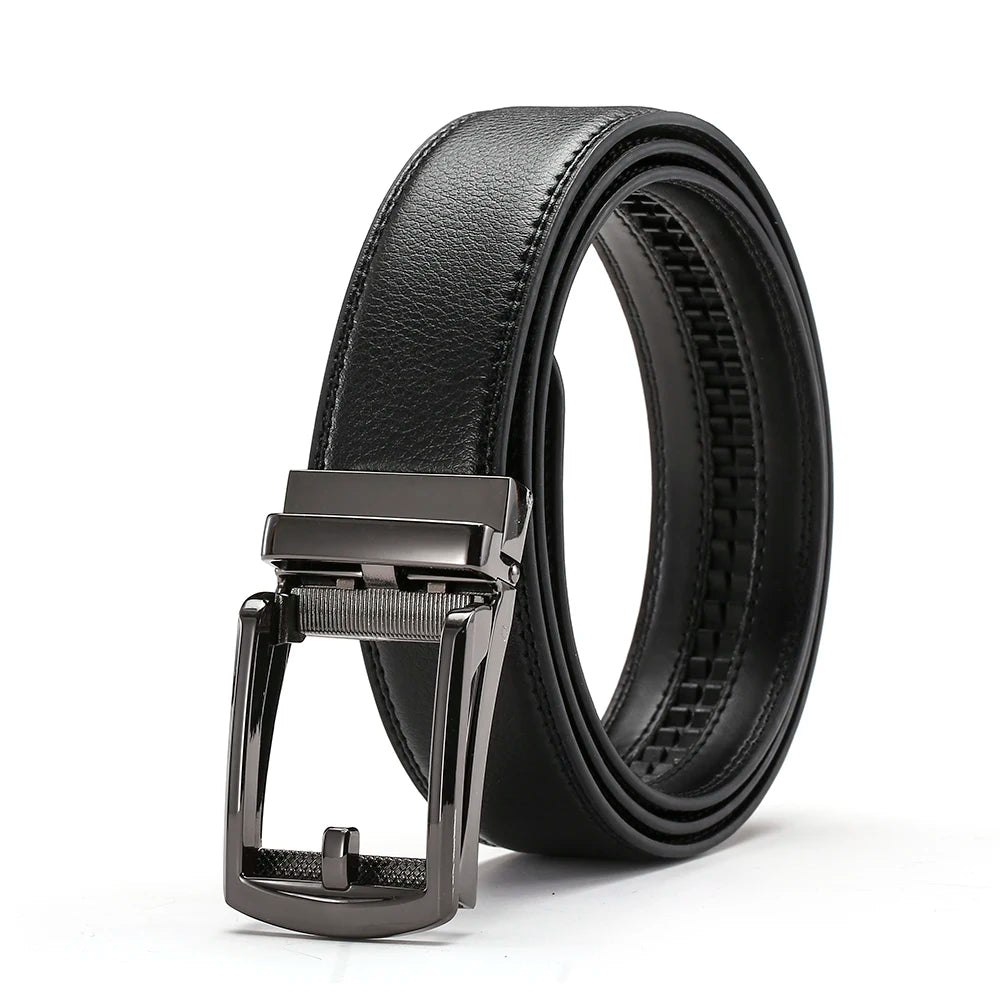 Men's Leather Belts Fashion Automatic Buckle Cowskin Male Belts Luxury Designer Black Brown 3.5cm