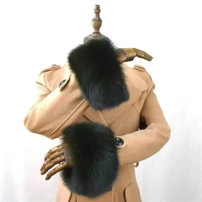 100% Real Fox Fur Cuffs Winter Natural Warm Oversized Arm Warmmer Wristband High Quality Coat Jacket Sleeve Fashion Luxury Cuffs