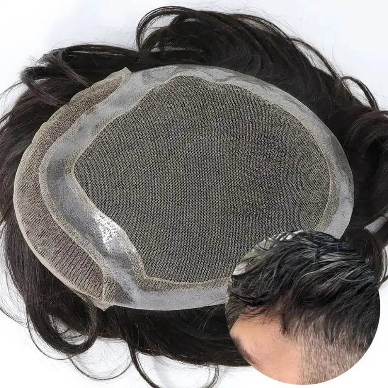 Hollywood Toupee Men Wigs Breathable Swiss Lace & Pu 100% Natural Human Hair Male Hair Prosthesis Exhuast Systems Wigs For Men